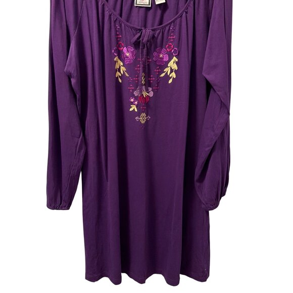 Take Two Clothing Co. Purple Boho Tunic Dress Long Sleeve With Embroidery Sz 18 - Picture 11 of 11